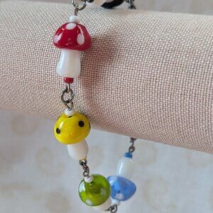 Glass Mushroom Charm Bracelet